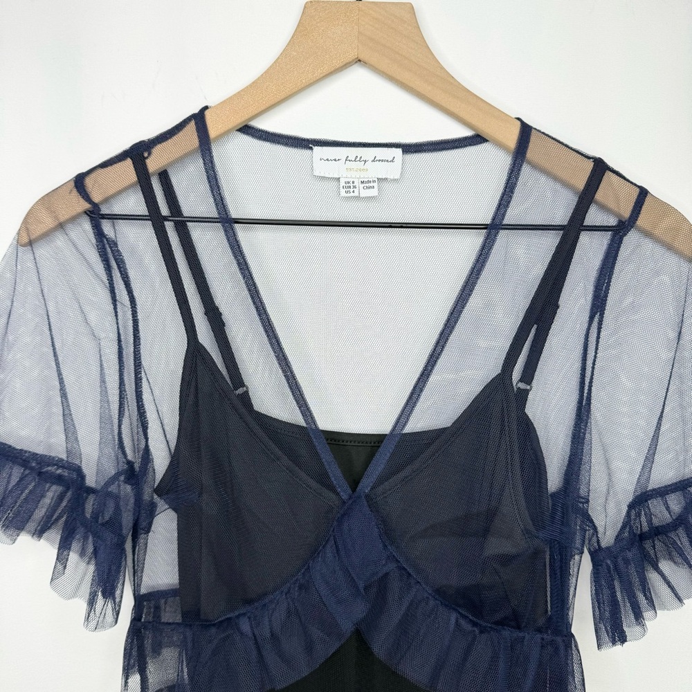 NEW Never Fully Dressed Kate Sheer Ruffled Mini Dress - Picture 5 of 15